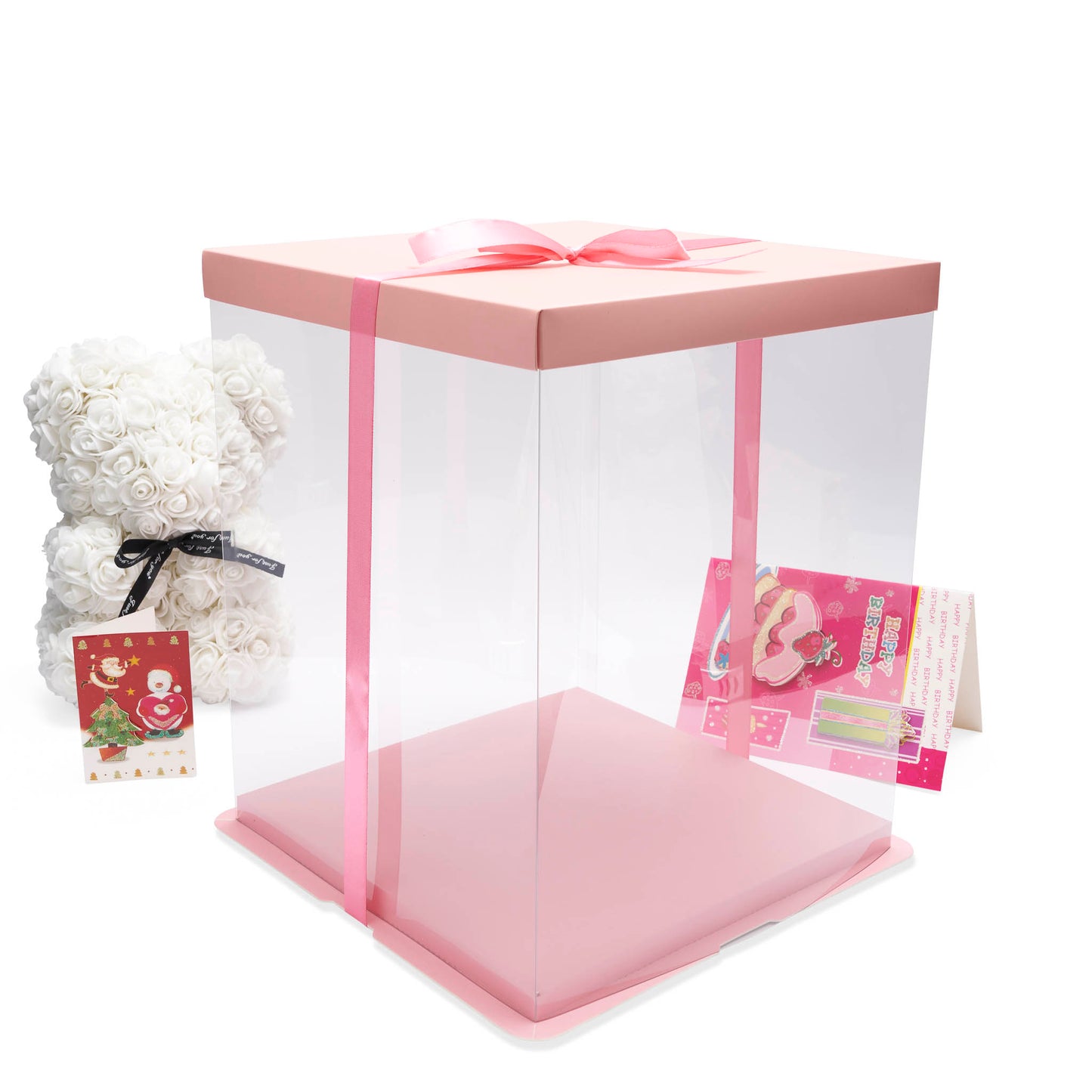 Peach Cake Boxes With Pink Ribbon